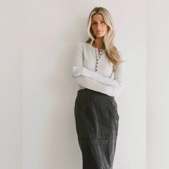 NWT Bohme Emmilianne Ribbed Top grey size xs - Picture 2 of 13